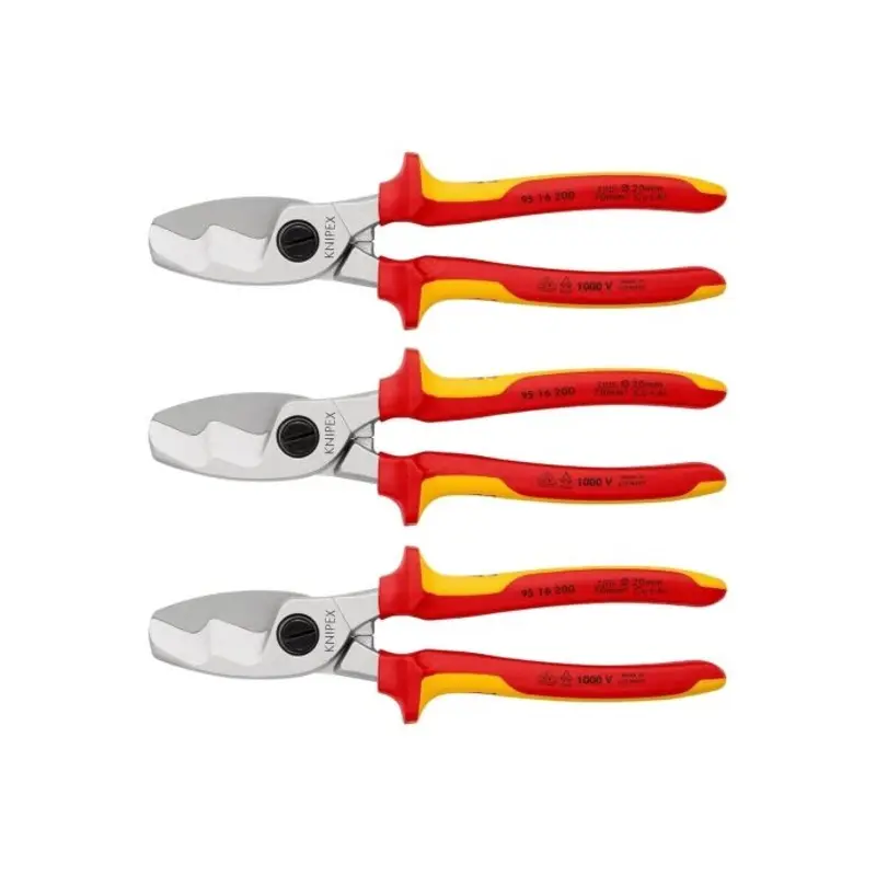 KNIPEX Cable Shears With Twin Cutting Edge 200mm Pack of 3