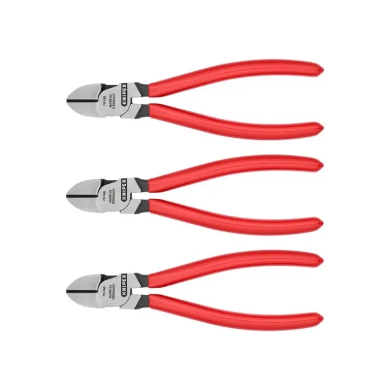 Knipex Diagonal Side Cutters PVC Grip 160mm Pack of 3