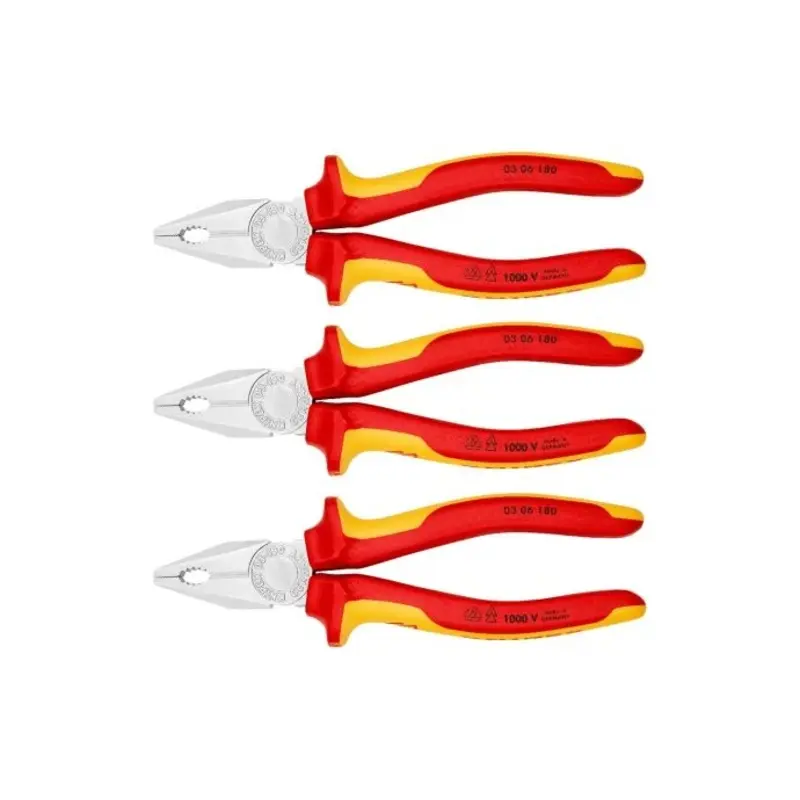 KNIPEX Insulated Combination Pliers 180mm Pack of 3