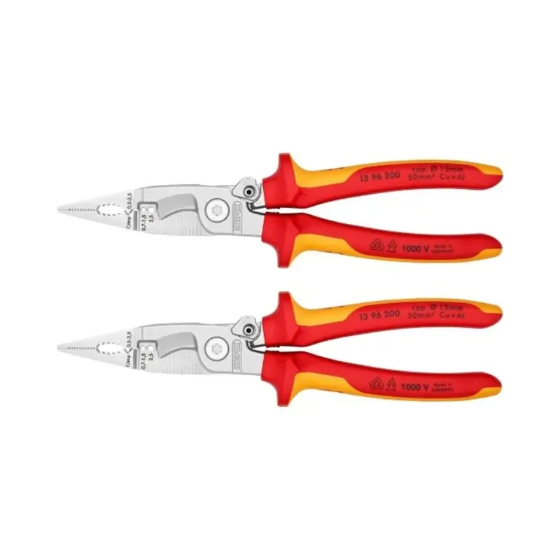 Knipex VDE Pliers For Electrical Installation With Tether Point Pack of 2