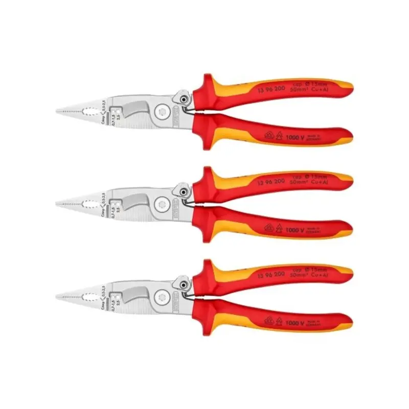 Knipex VDE Pliers For Electrical Installation With Tether Point Pack of 3