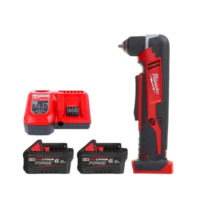 Milwaukee C18RAD 18V Cordless Right Angle Drill With 2 x 6.0Ah Batteries & Charger