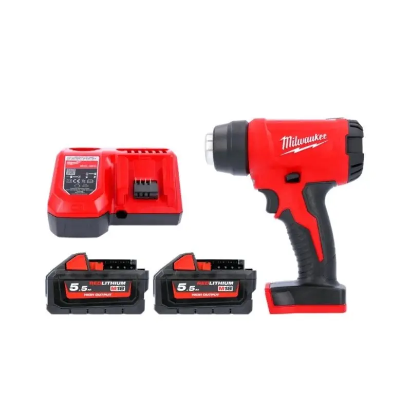 Milwaukee M18BHG 18V Cordless Compact Heat Gun With 2 x 5.5Ah Batteries & Charger