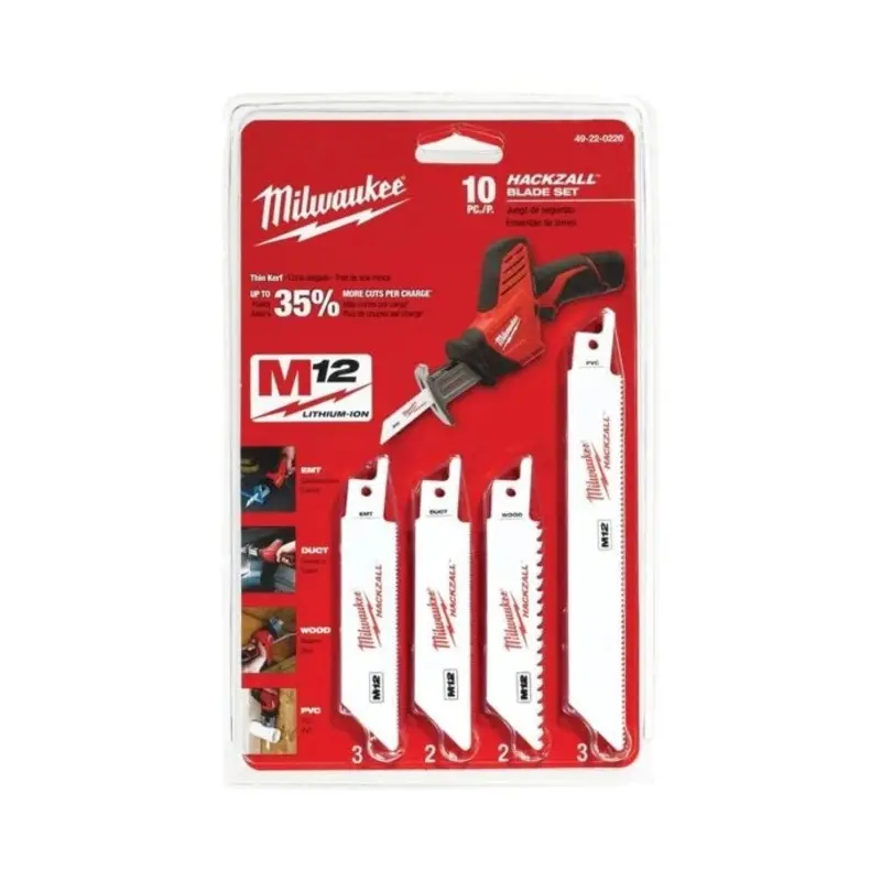 Milwaukee 49220220 10 Piece Hackzall Reciprocating Saw Blade Set