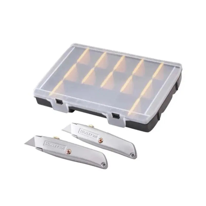 STANLEY 99E Trimming Knife Twin Pack with 50 Spare Blades in Organiser STHT10899-9