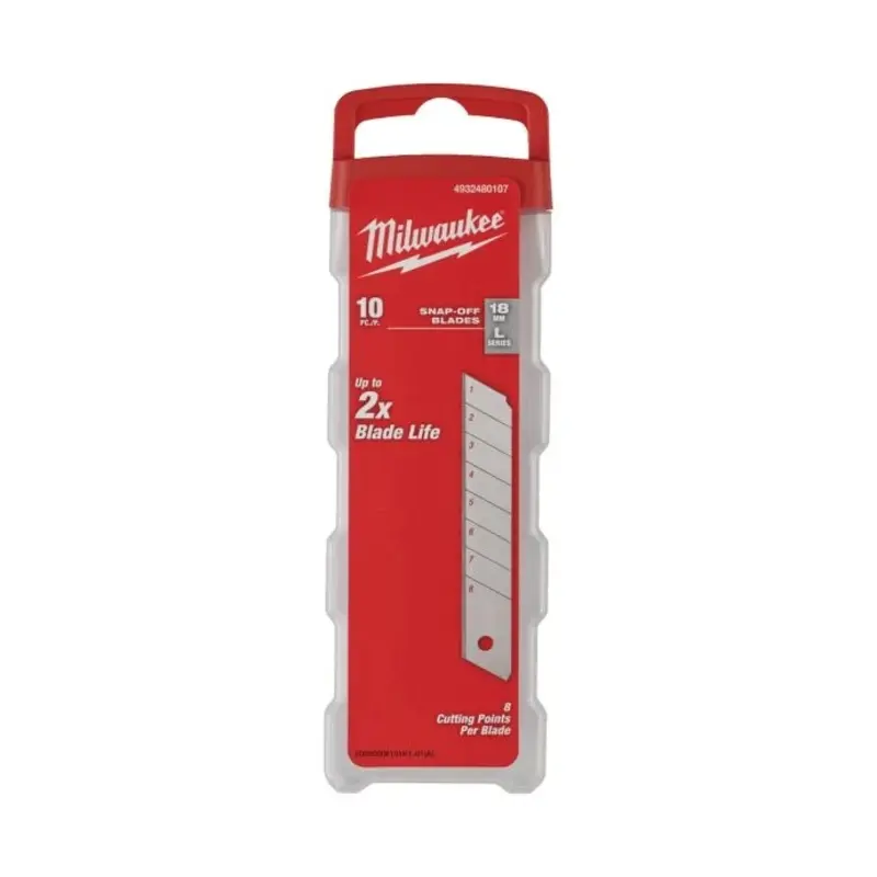 Milwaukee 4932480107 10 Pieces Snap Knife Replacement Blades 18mm