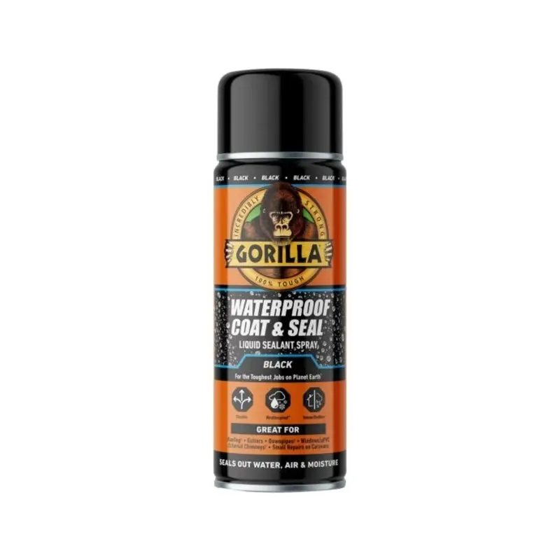 Gorilla GRGPSSBK450 Waterproof Coat & Seal Liquid Sealant Spray Black 450ml