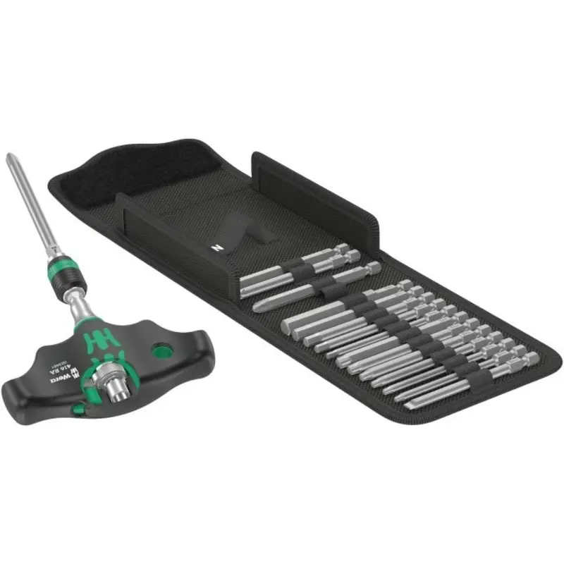 Wera Kraftform Kompakt 400 RA Set 1 With T-Handle Bitholding Screwdriver 17 Piece