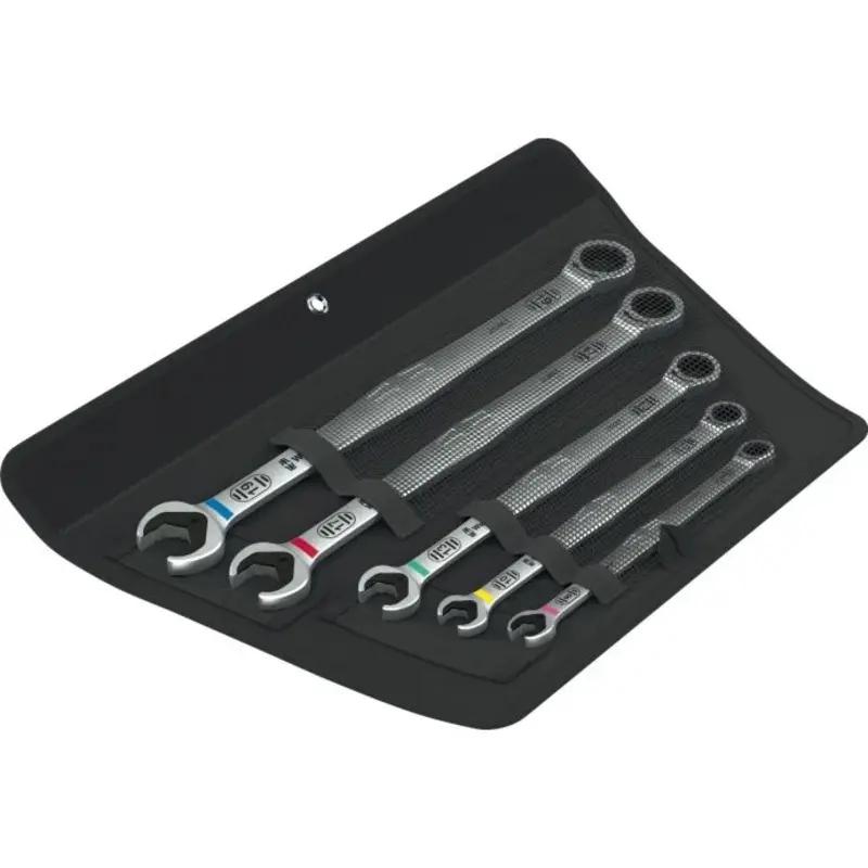 Wera 6007 Joker 5 Set 1 Ring Ratchet Spanner Set 5 Pieces In Folding Pouch