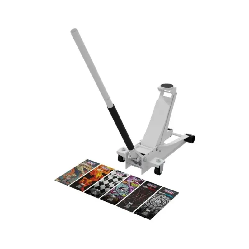 Low Entry Custom Design Trolley Jack with Rocket Lift 2 Tonne White