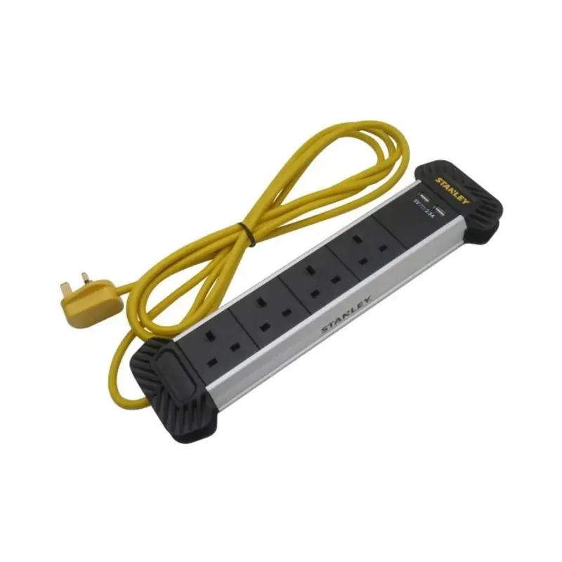 Stanley 4-Gang + 2 USB Powerboard with Cable Management 3m