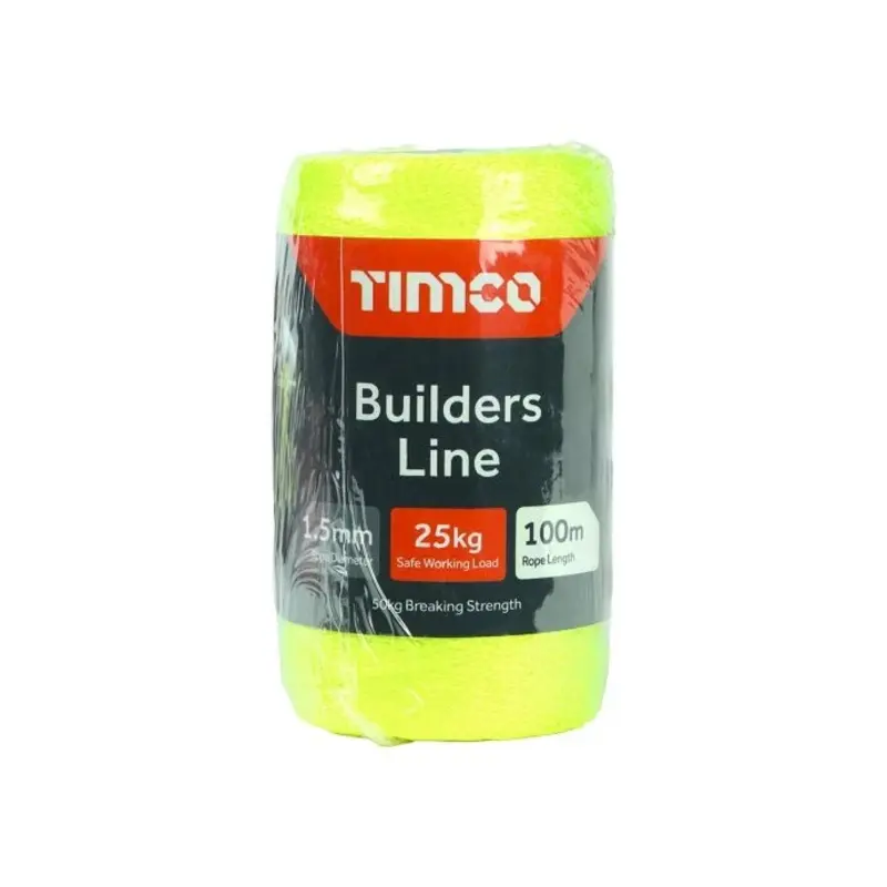 TIMCO Nylon Builders Line Yellow - 1.5mm x 100m