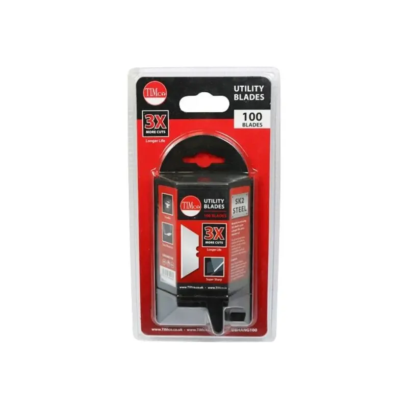 TIMCO Utility Knife Blade - 60 x 19 x 0.6 - Pack of 100 Pieces