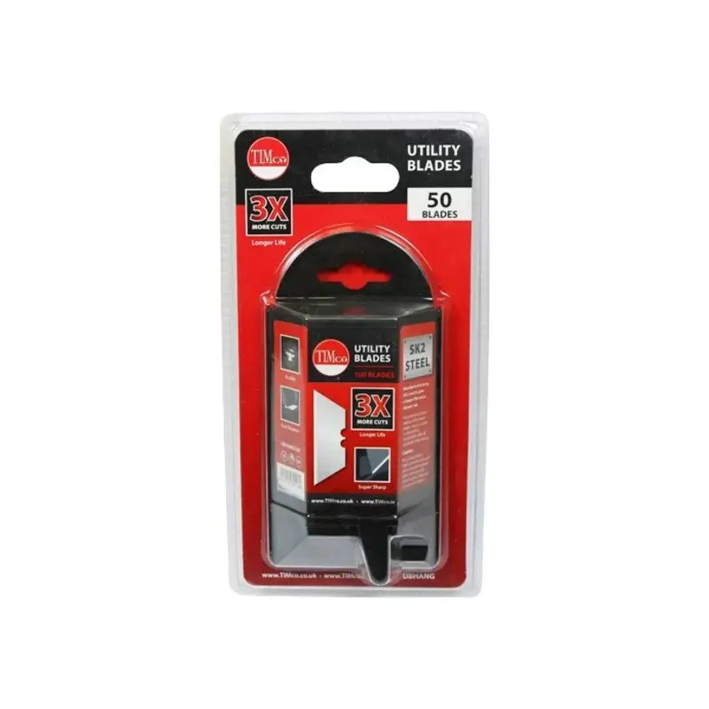 TIMCO Utility Knife Blade - 60 x 19 x 0.6 - Pack of 50 Pieces