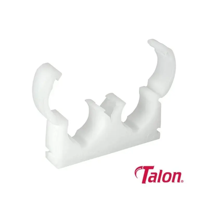 Talon Double Hinged Pipe Clips White - 22mm - Pack of 50 Pieces