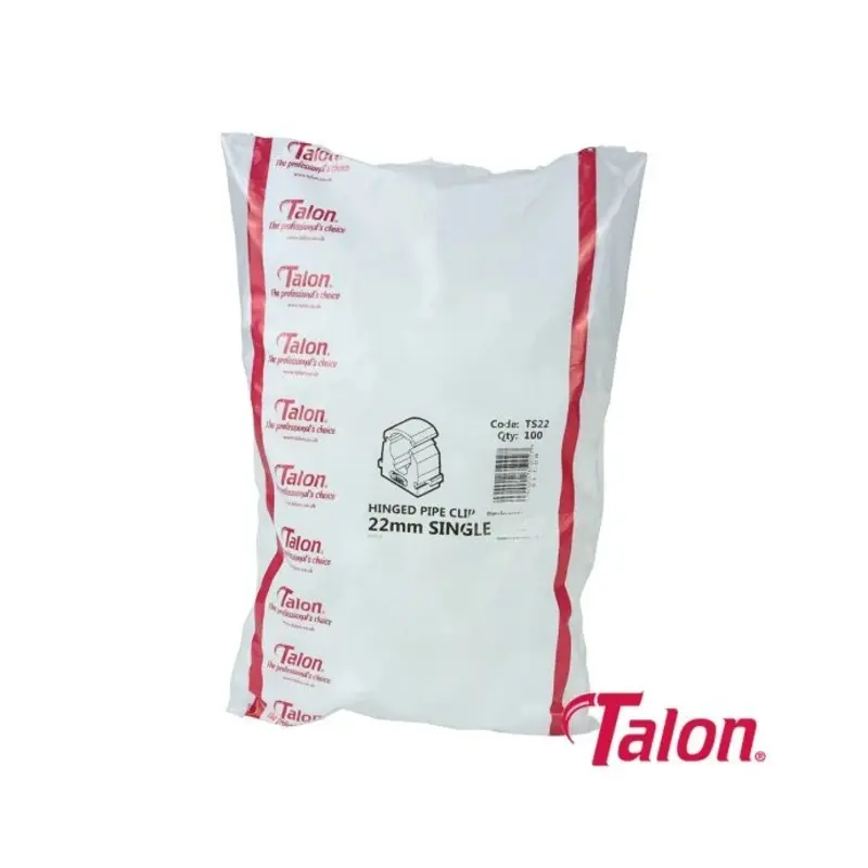 Talon Single Hinged Pipe Clips White - 22mm - Pack of 100 Pieces