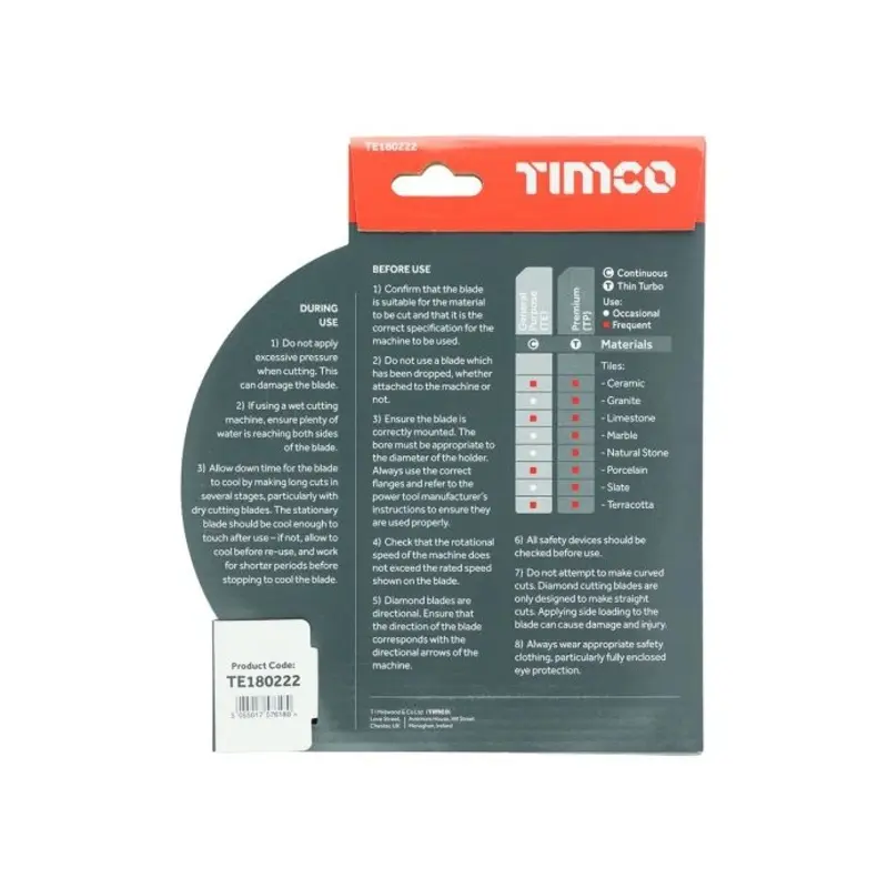 TIMCO General Purpose Tile & Ceramic Blade  - 180 x 22.2