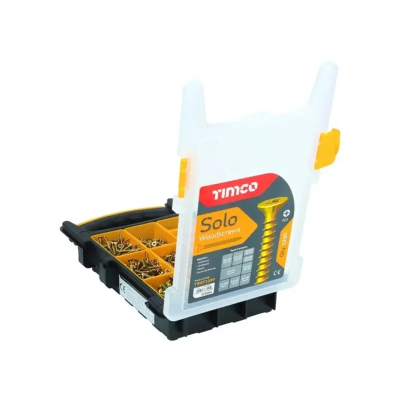 TIMCO Solo Countersunk Gold Woodscrews Mixed Tray - 1200pcs