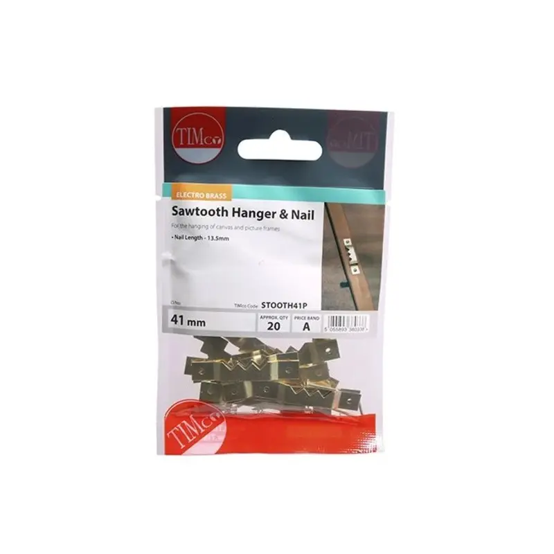 TIMCO Sawtooth Hangers and Nails Electro Brass - 41mm - Pack of 20 Pieces