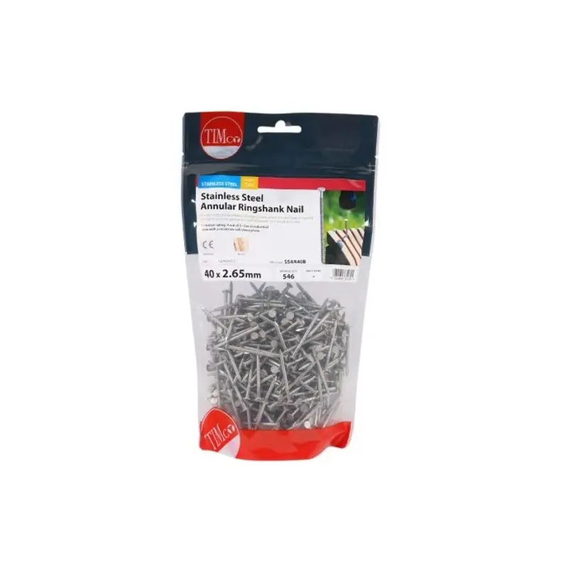 TIMCO Annular Ringshank Nails A2 Stainless Steel - 40 x 2.65 - TIMbag 1 Kilograms