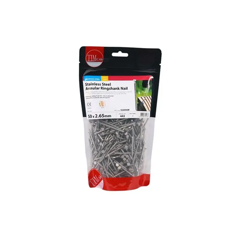 TIMCO Annular Ringshank Nails A2 Stainless Steel - 50 x 2.65 - TIMbag 1 Kilograms