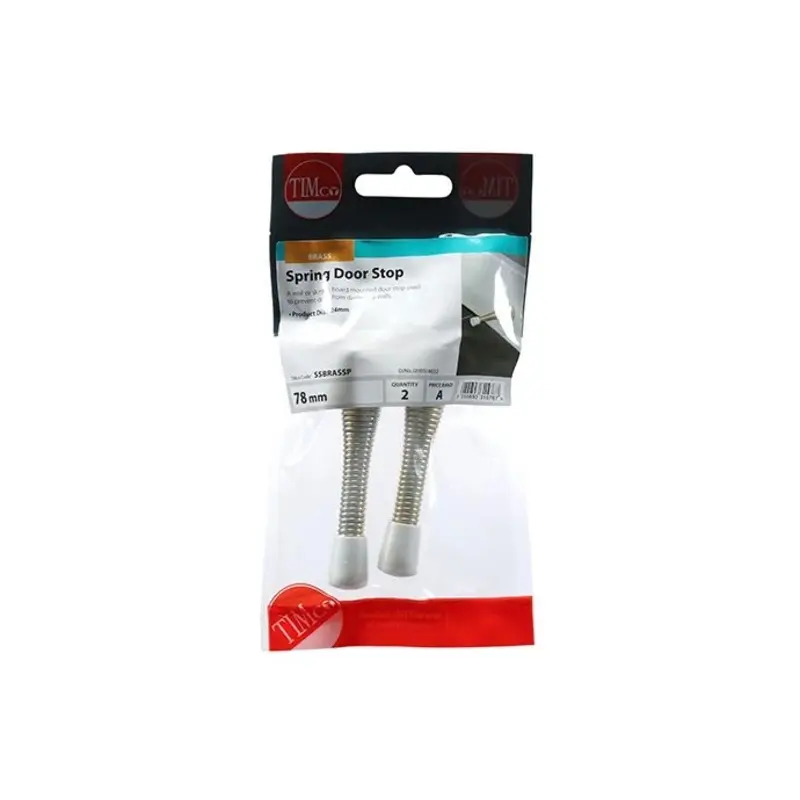 TIMCO Spring Door Stops Electro Brass - 78 x 24 - Pack of 2 Pieces