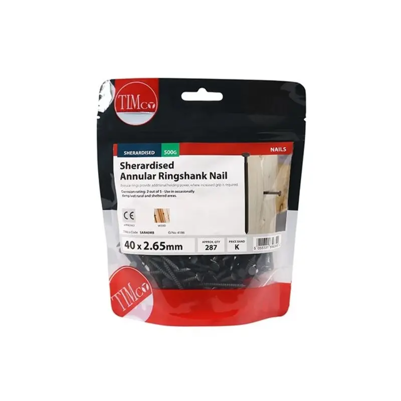 TIMCO Annular Ringshank Nails Sherardised - 40 x 2.65 - TIMbag 0.5 Kilograms