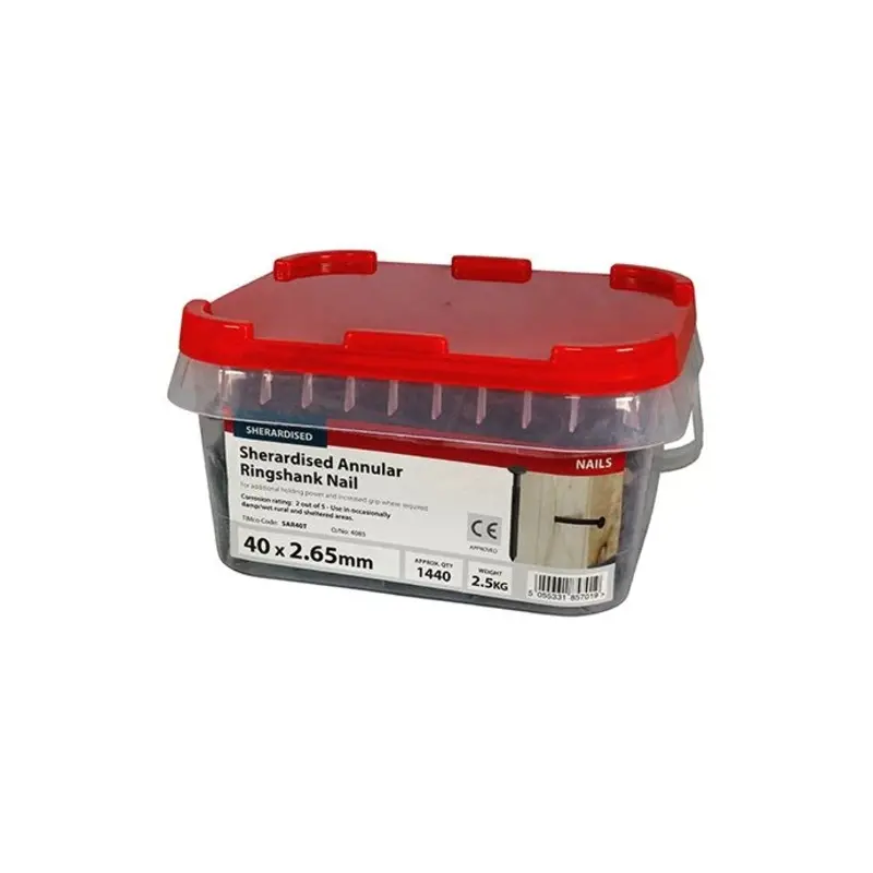 TIMCO Annular Ringshank Nails Sherardised - 40 x 2.65 - TIMtub 2.5 Kilograms