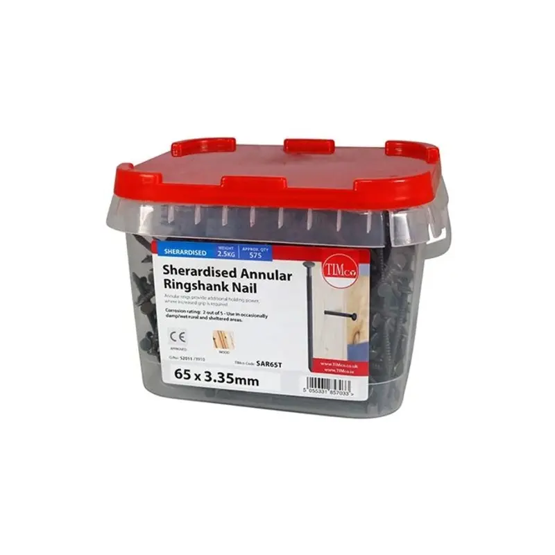 TIMCO Annular Ringshank Nails Sherardised - 65 x 3.35 - TIMtub 2.5 Kilograms