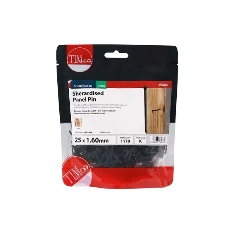 TIMCO Panel Pins Sherardised - 25 x 1.60 - TIMbag 0.5 Kilograms
