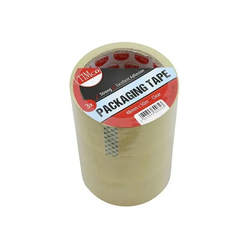TIMCO Packaging Tape Clear - 50m x 48mm - Pack of 3 Pieces