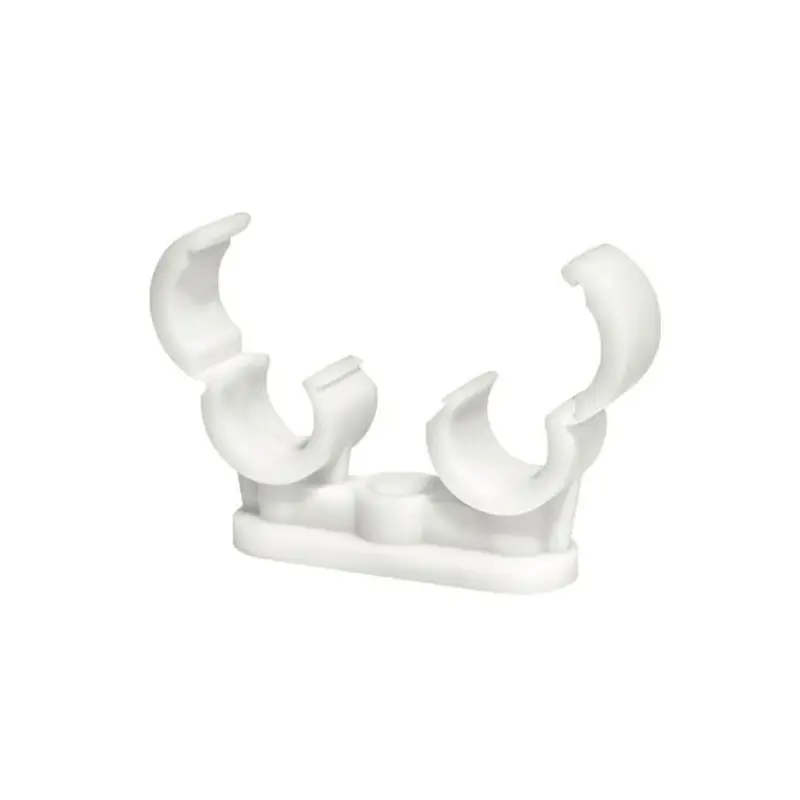 TIMCO Quick Lock Double Pipe Clips White  - 22mm - Pack of 50 Pieces