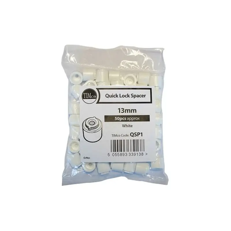 TIMCO Quick Lock Pipe Clip Spacers White  - 13mm - Pack of 50 Pieces