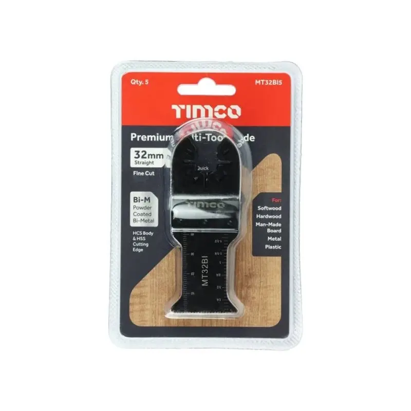 TIMCO Multi-Tool Fine Cut Blades For Wood/Metal Bi-Metal - 32mm - Pack of 5 Pieces