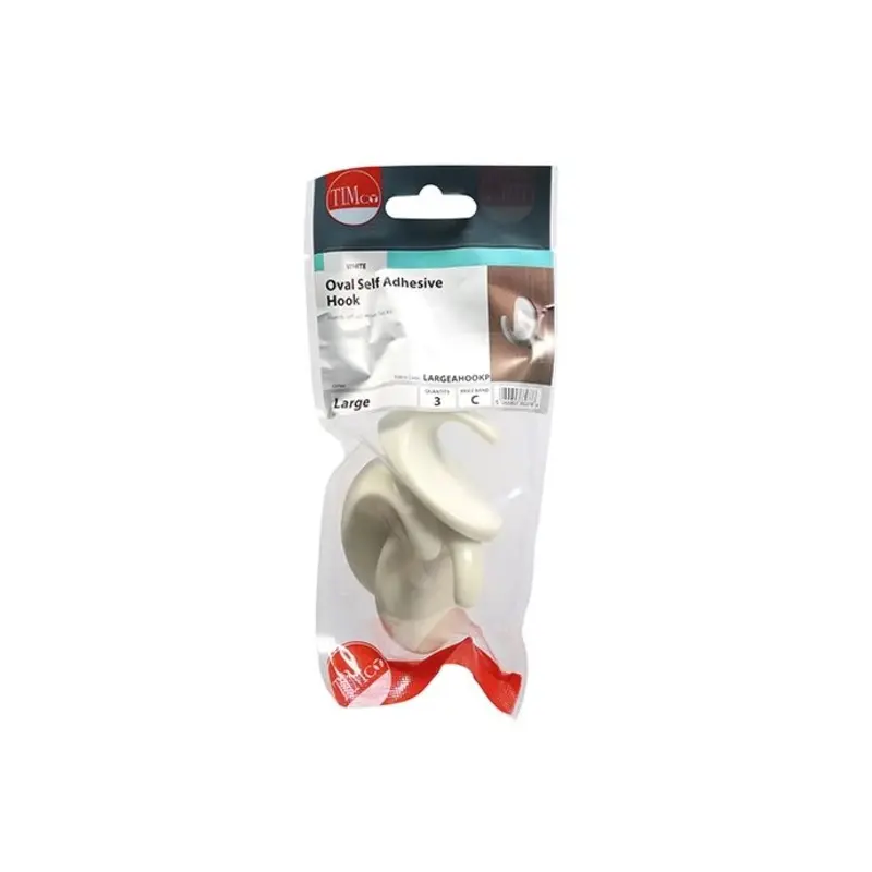TIMCO Oval Self-Adhesive Hooks - Large - 57 x 42.5 - Pack of 3 Pieces