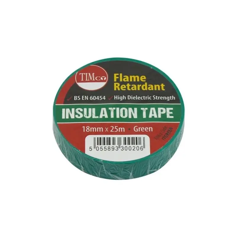 TIMCO PVC Insulation Tape Green - 25m x 18mm - Pack of 10 Pieces