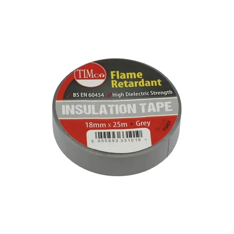 TIMCO PVC Insulation Tape Grey - 25m x 18mm - Pack of 10 Pieces