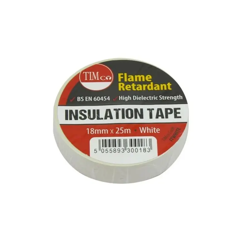TIMCO PVC Insulation Tape White - 25m x 18mm - Pack of 10 Pieces