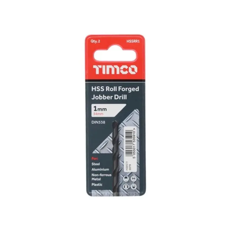 TIMCO Roll Forged Jobber Drills HSS - 1.0mm - Pack of 10 Pieces