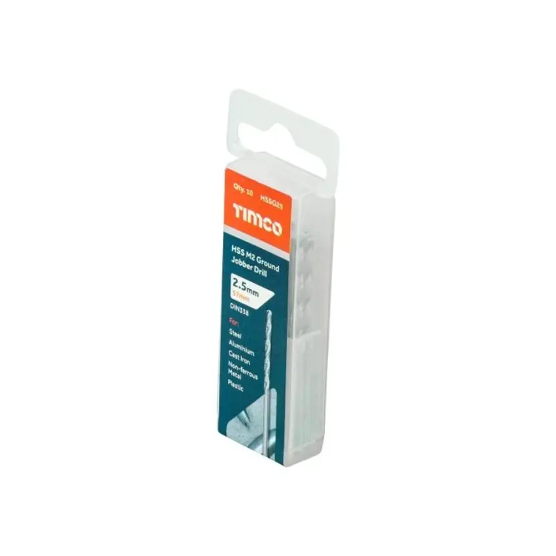 TIMCO Ground Jobber Drills HSS M2 - 2.5mm - Pack of 10 Pieces