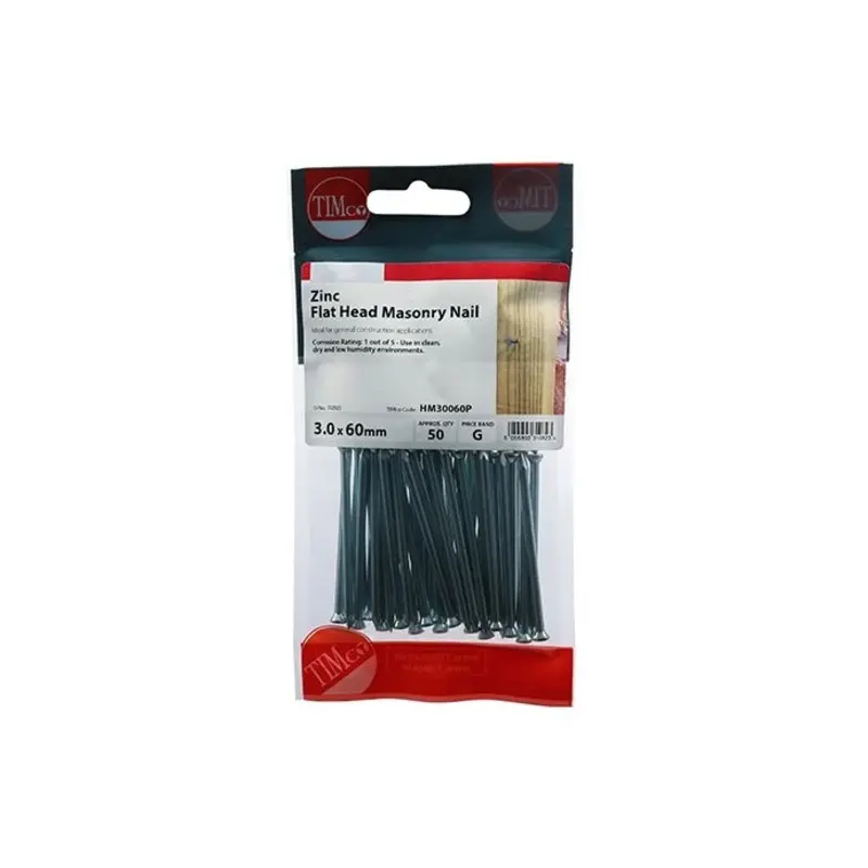 TIMCO Masonry Nails Zinc - 3.0 x 60 - Pack of 50 Pieces