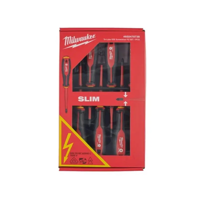 Milwaukee 4932478738 Tri-Lobe VDE 7 Piece Screwdriver PZ Set
