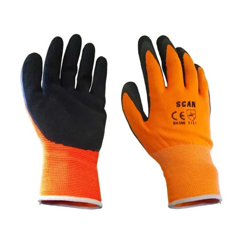 Scan Hi-Vis Orange Foam Coated Gloves -L (Size 9)