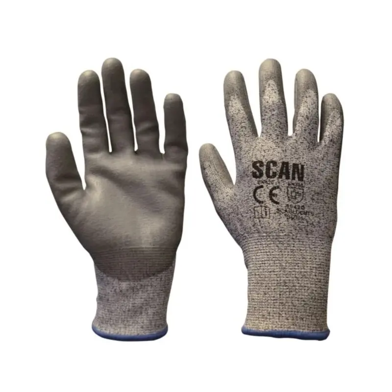 Scan SCAGLOCUT5 Grey PU Coated Cut 5 Gloves - L (Size 9)