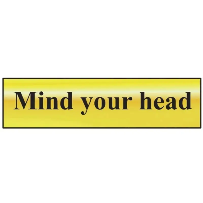 Scan Mind Your Head Polished Brass Effect 200 x 50mm