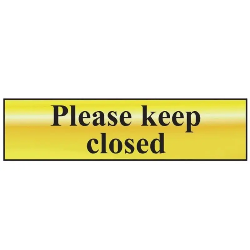 Scan Please Keep Closed Polished Brass Effect