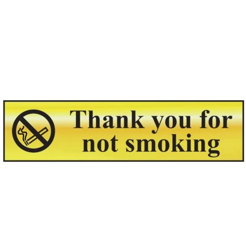 Scan Not Smoking - Polished Brass Effect 200 x 50mm