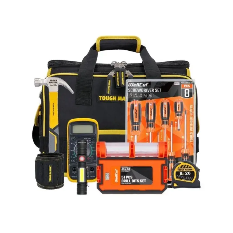 TOUGH MASTER Complete Household Hand Tools 9 pcs Multipurpose Set in Tool Bag