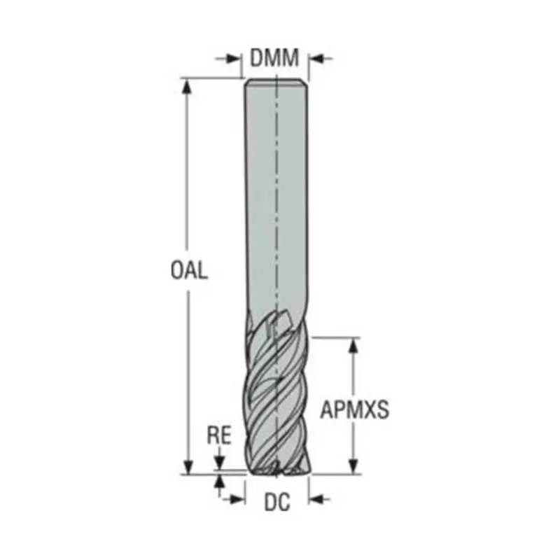 Seco 4mm SIRON-A 3 Flute Solid Carbide High Performance End Mill