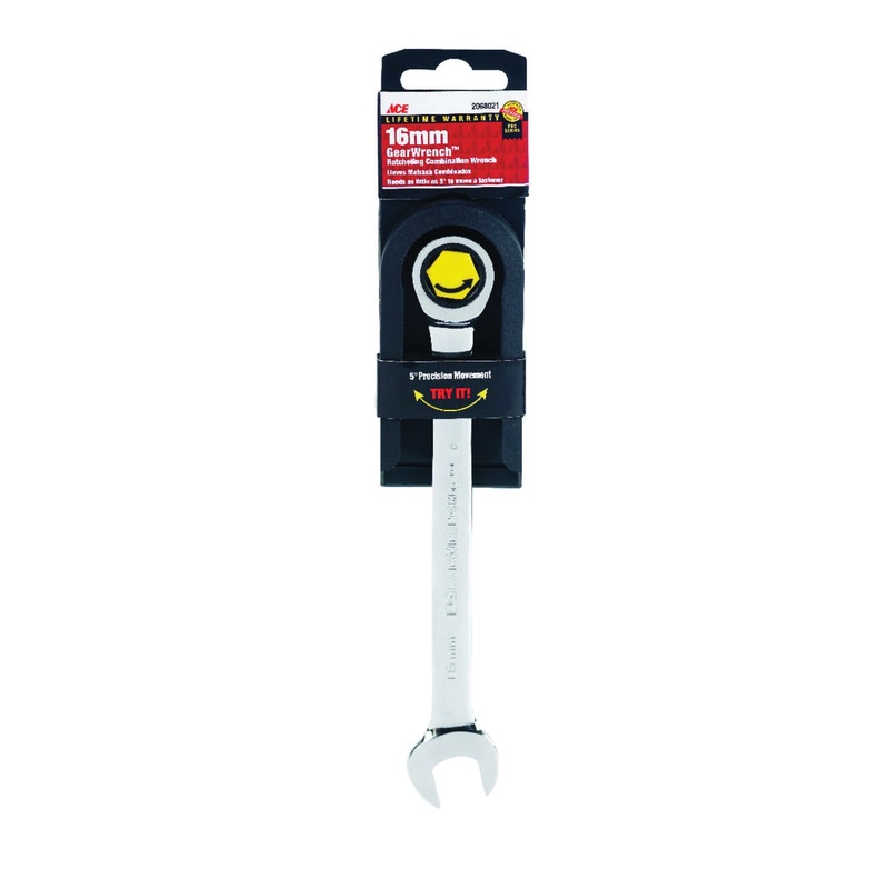 ACE Pro Series 2068021 Combination Gear Wrench, 16 x 16 mm Wrench Opening, 8.15 in OAL, Alloy Steel Wrench